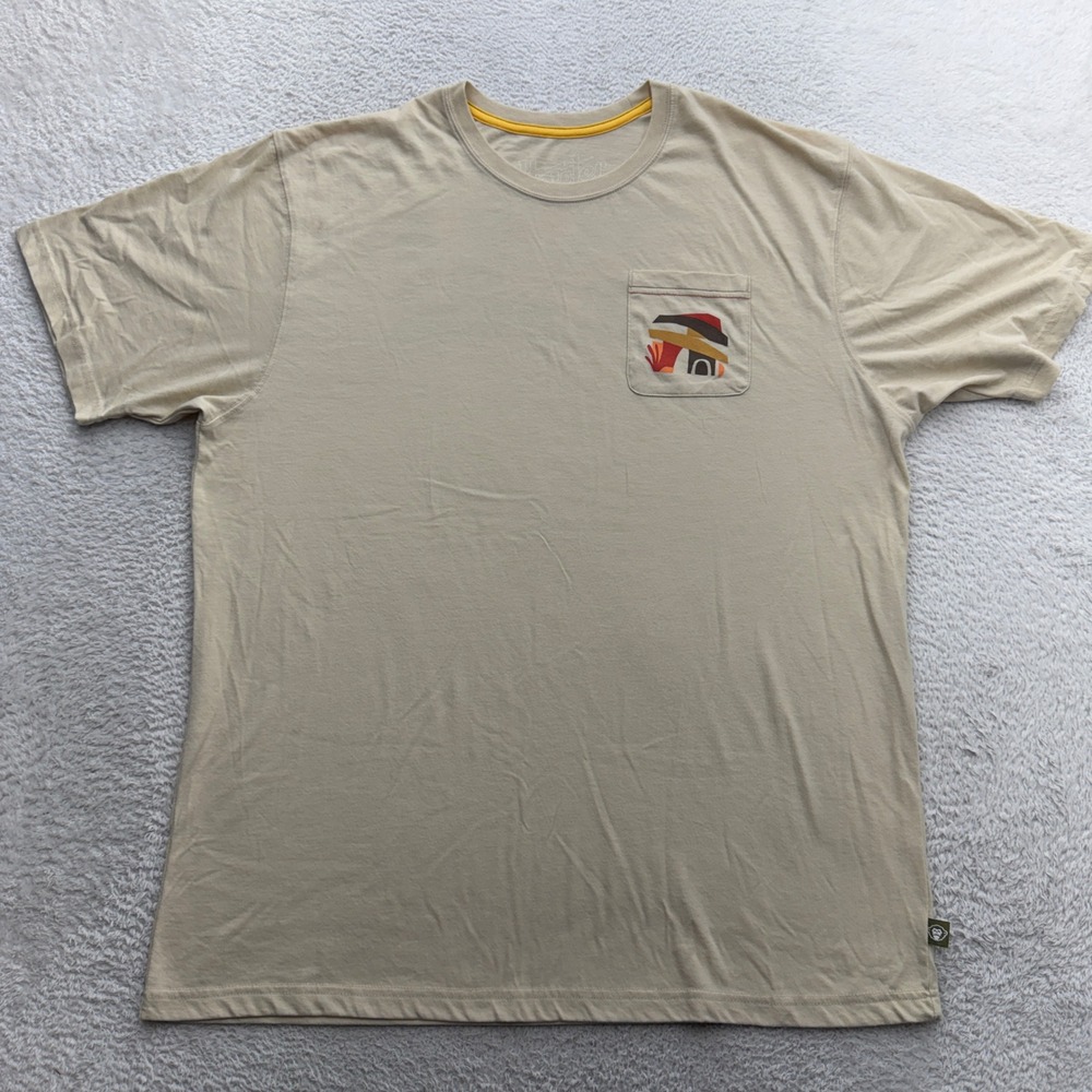 Howler Brothers Mens XXL Tan Abstract Graphic Pocket T-Shirt Short Sleeve Tee